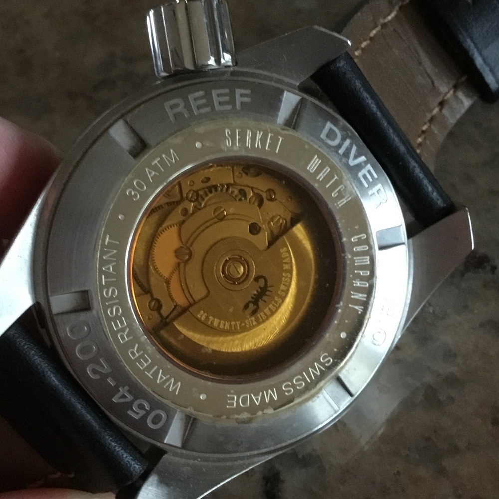 Serket Reef Diver 2.0 Swiss Automatic 30 ATM Black Leather Men’s Diving Watch - Picture 11 of 12